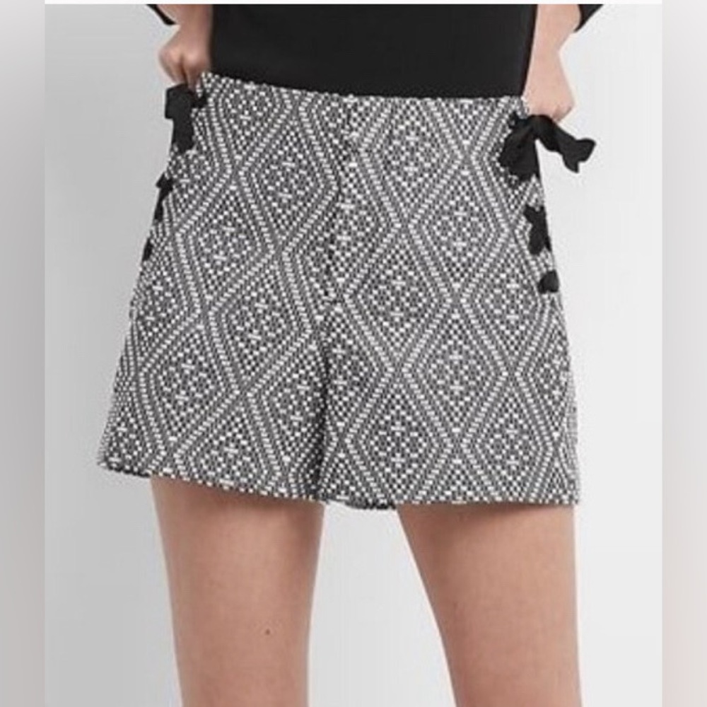 Gap for Good high waist side lace-up tie mosaic Ikat print cotton flat front